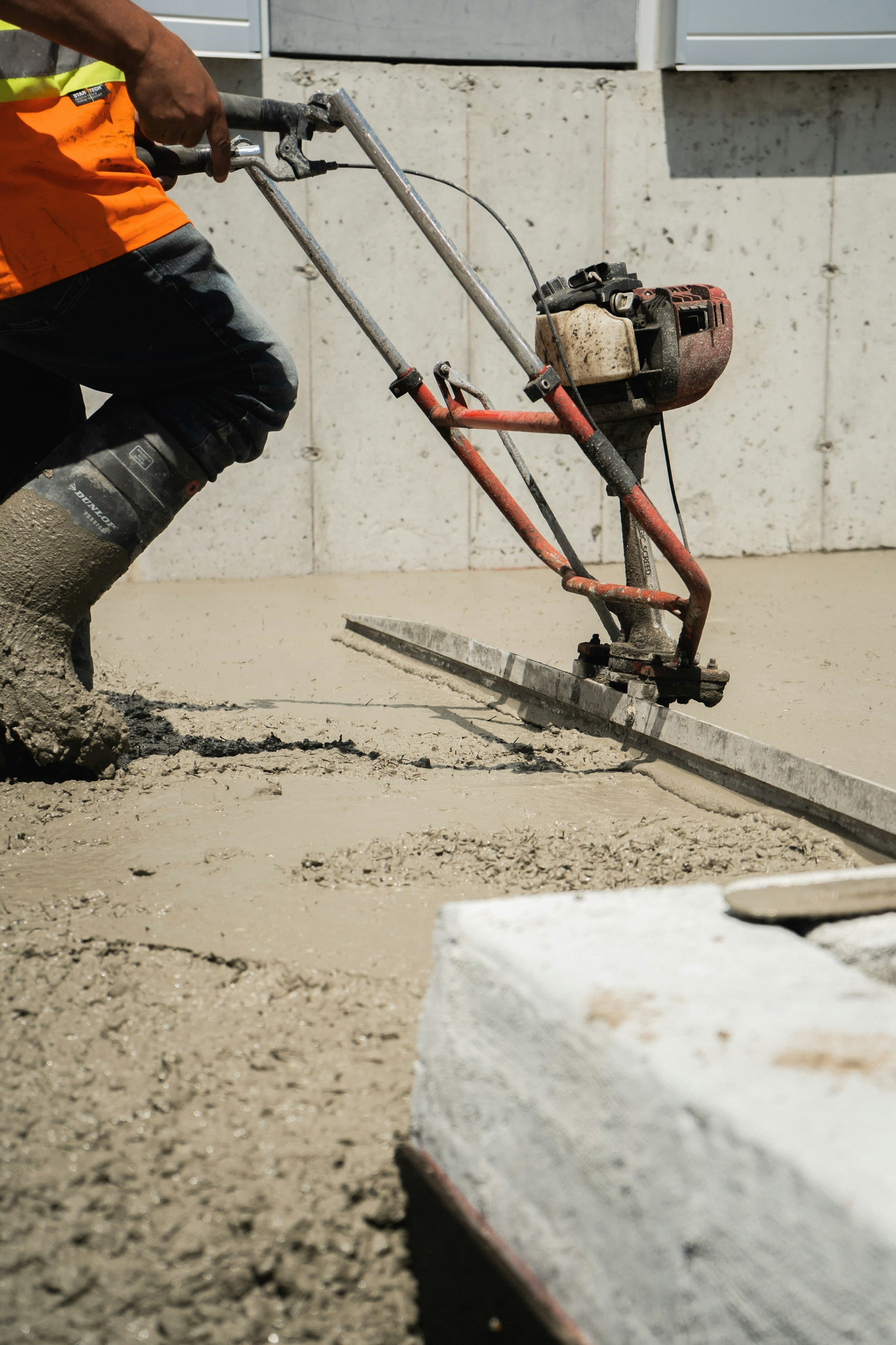 Screeding a fresh slab